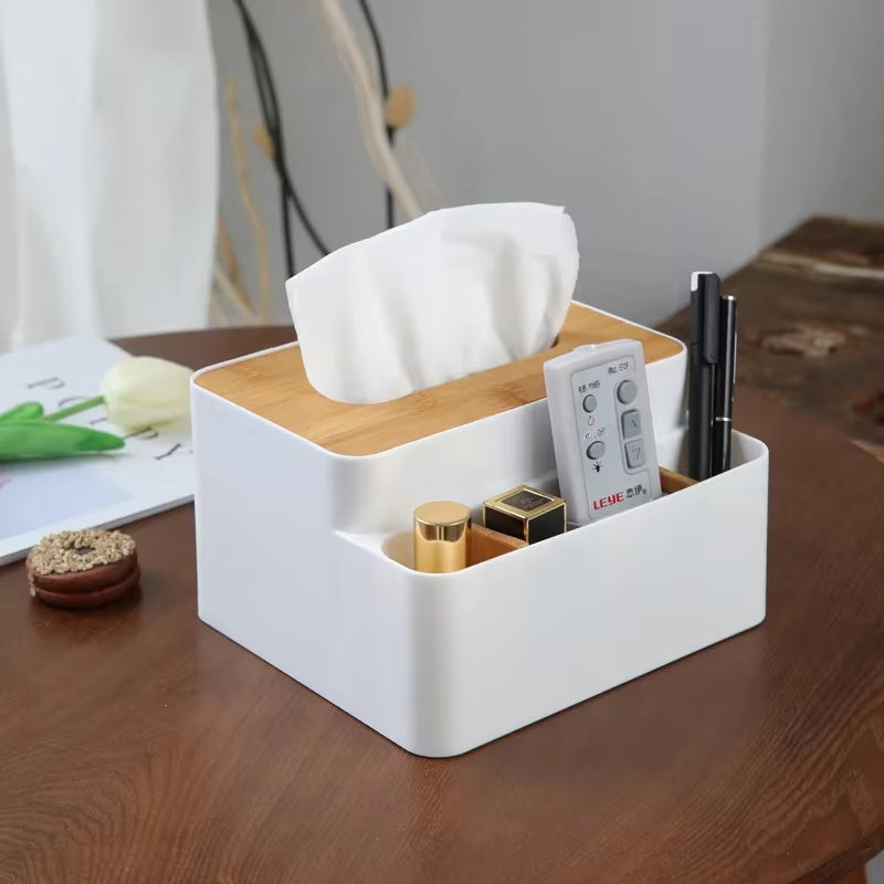 Multi-Functional Storage Box for TV and Air Conditioner Remotes, Tissue Organizer, and Cosmetic Storage Solutions
