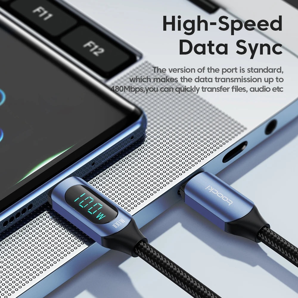 100W USB-C to USB-C PD Fast Charging and Data Transfer Cable for MacBook and iPad
