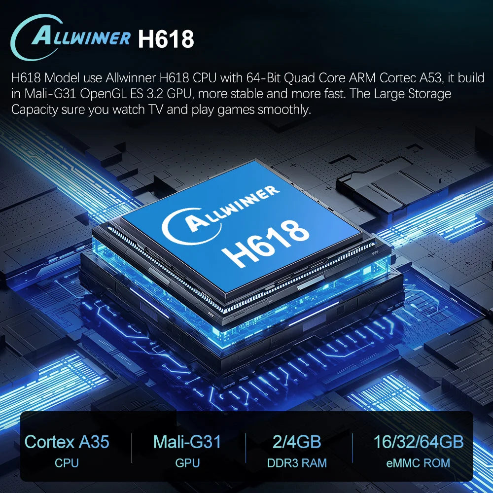 H618 Smart TV Box - Android 12, Allwinner Quad-Core Cortex A53, Supports 8K Video, WiFi, Google Voice, Media Player, Set-Top Box