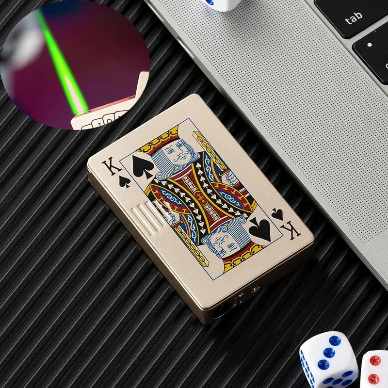 Creative Playing Cards Ace of Spades Butane Windproof Metal Lighter - Elegant Smoking Accessory for Men