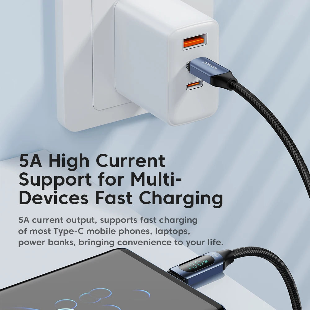 100W USB-C to USB-C PD Fast Charging and Data Transfer Cable for MacBook and iPad