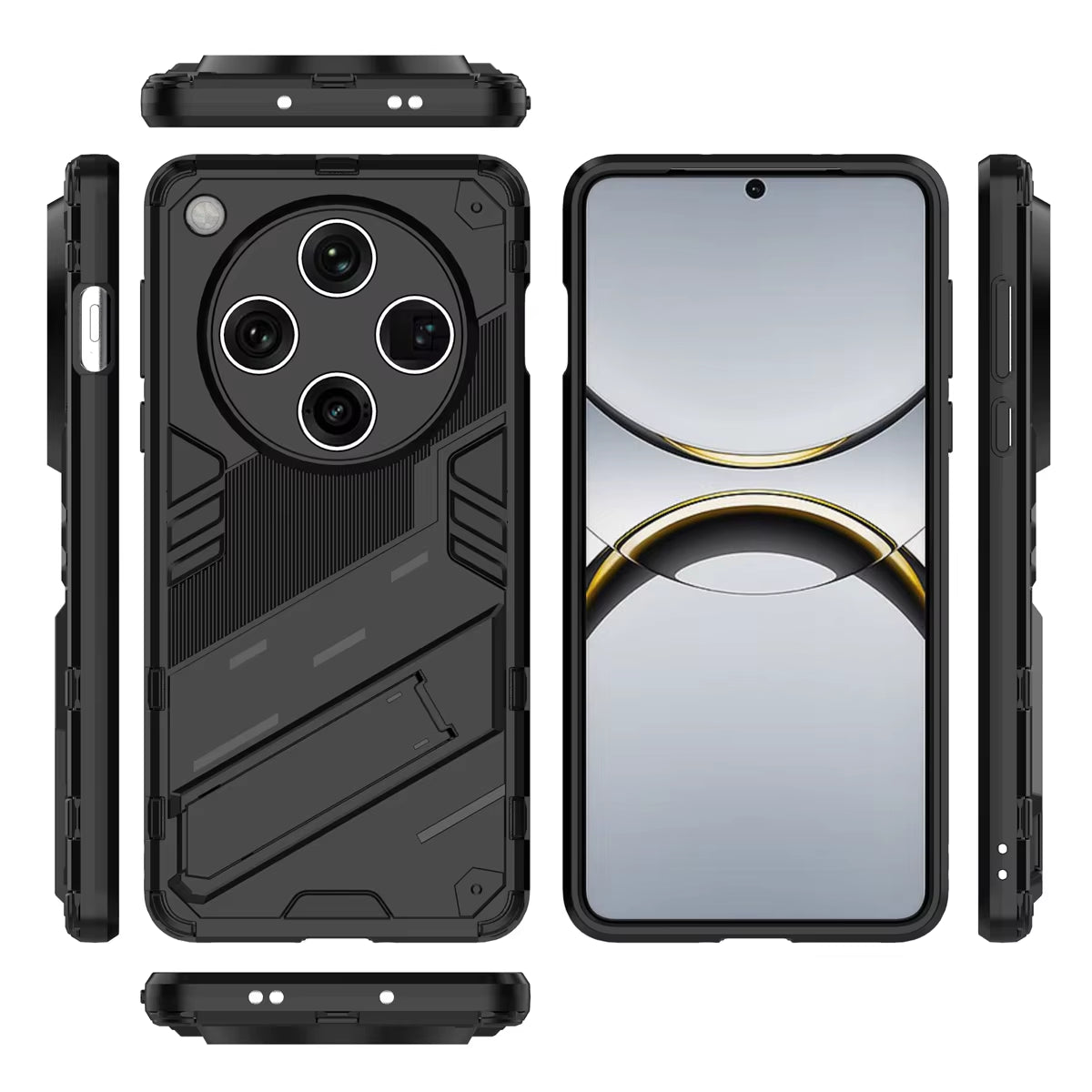 Oppo Find X8 Pro 5G Shockproof Case with Kickstand - Black PC+TPU Cover