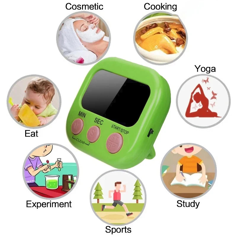 LCD Digital Kitchen Timer with Magnetic Backing - Large Countdown and Count-Up Functionality with Clear Loud Alarm - Stonego Home Kitchen Accessory