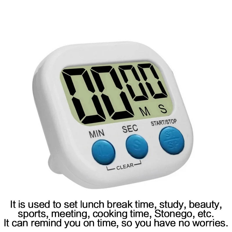 LCD Digital Kitchen Timer with Magnetic Backing - Large Countdown and Count-Up Functionality with Clear Loud Alarm - Stonego Home Kitchen Accessory