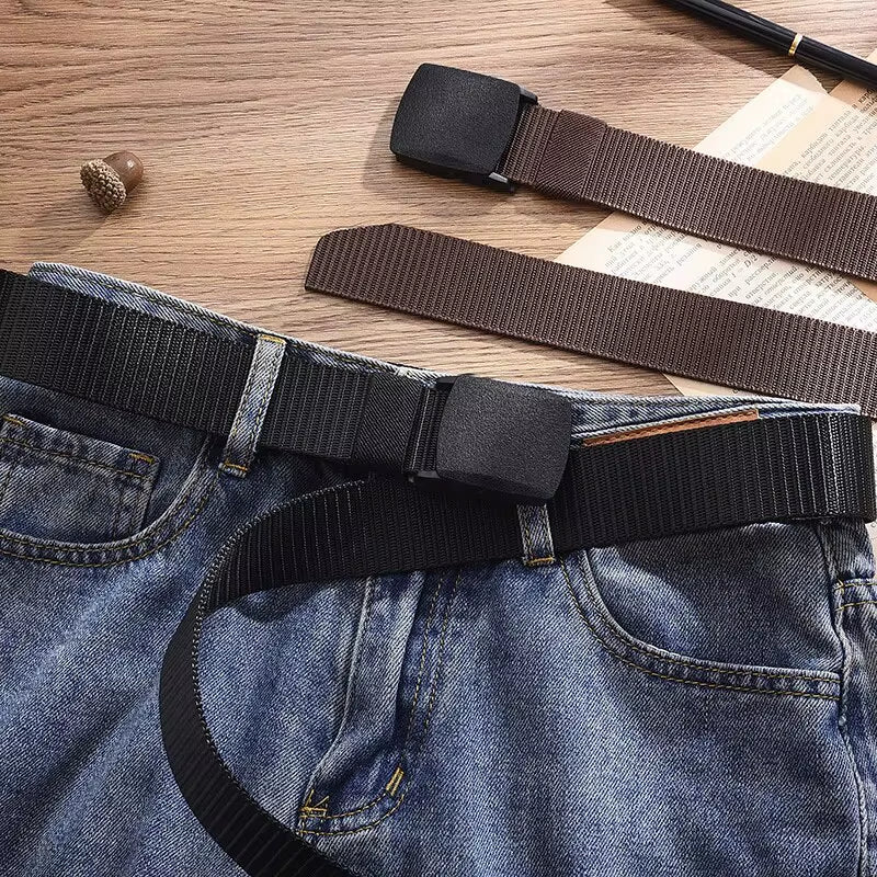 Men's Outdoor Casual Canvas Belt - Metal-Free Nylon Tactical Belt for Training and Sports, Suitable for Pants and Jeans for Both Men and Women