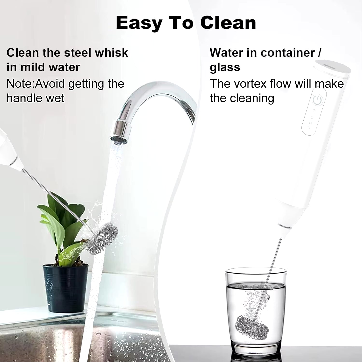 USB Rechargeable Mini Milk Frother with 3 Speed Settings - Electric Foam Maker and Whisk for Coffee and Eggs