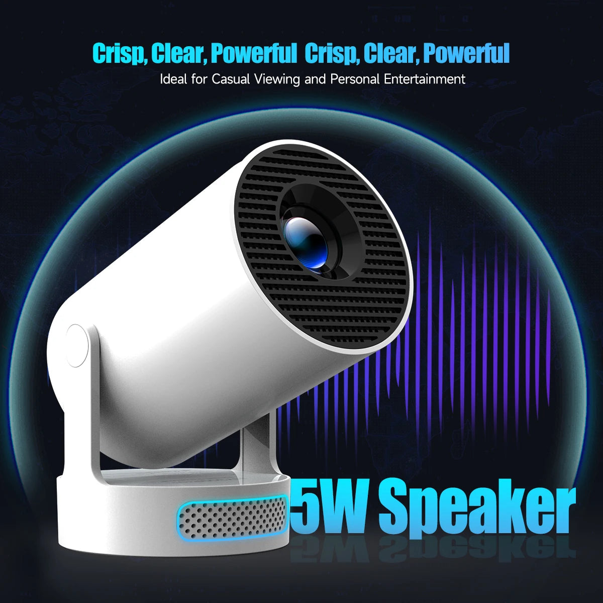 4K WiFi 6 Projector with Android 11, 260 ANSI Lumens, Dual WiFi, Allwinner H713, Bluetooth 5.0, 1280x720P, Portable Home Cinema - HY300 Pro+
