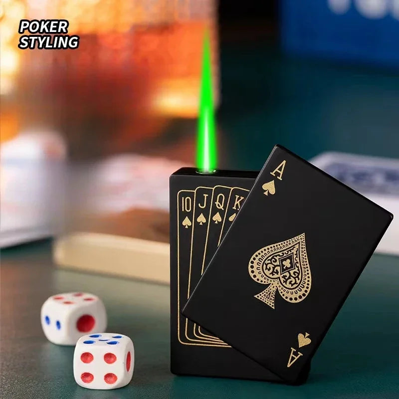 Creative Playing Cards Ace of Spades Butane Windproof Metal Lighter - Elegant Smoking Accessory for Men