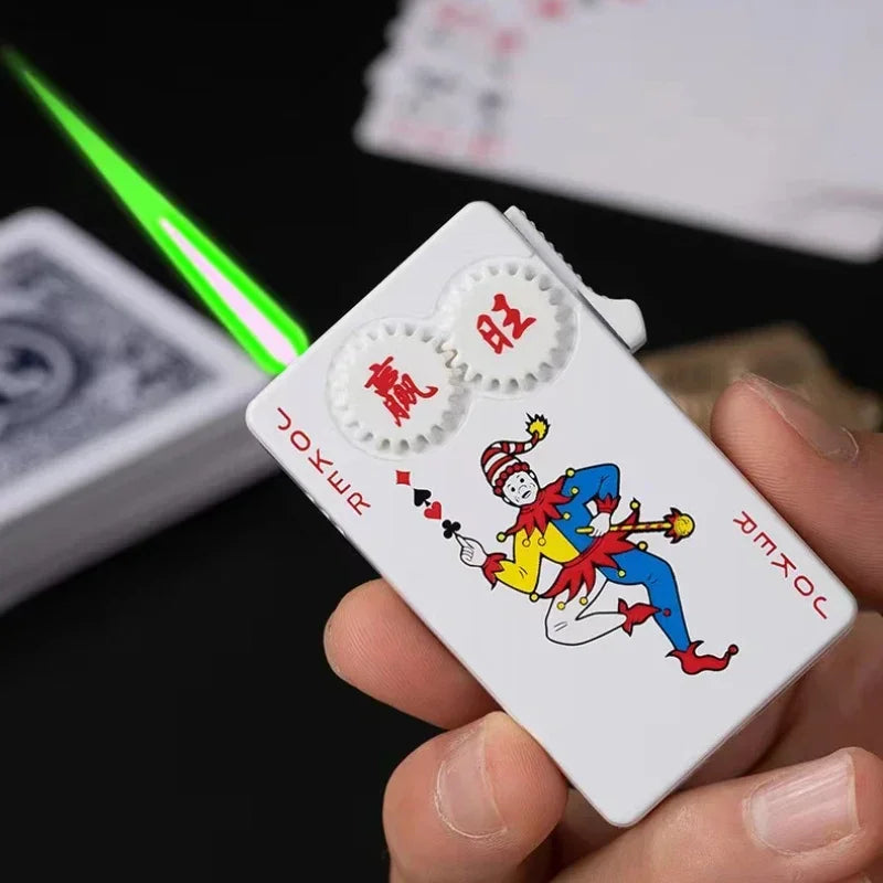 Creative Playing Cards Ace of Spades Butane Windproof Metal Lighter - Elegant Smoking Accessory for Men