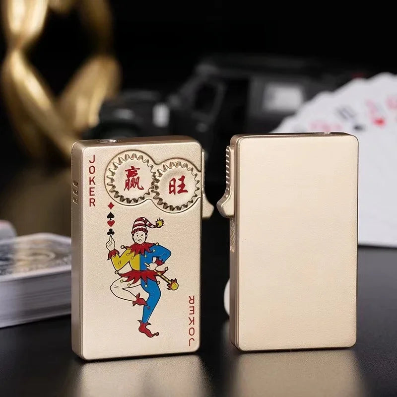 Creative Playing Cards Ace of Spades Butane Windproof Metal Lighter - Elegant Smoking Accessory for Men