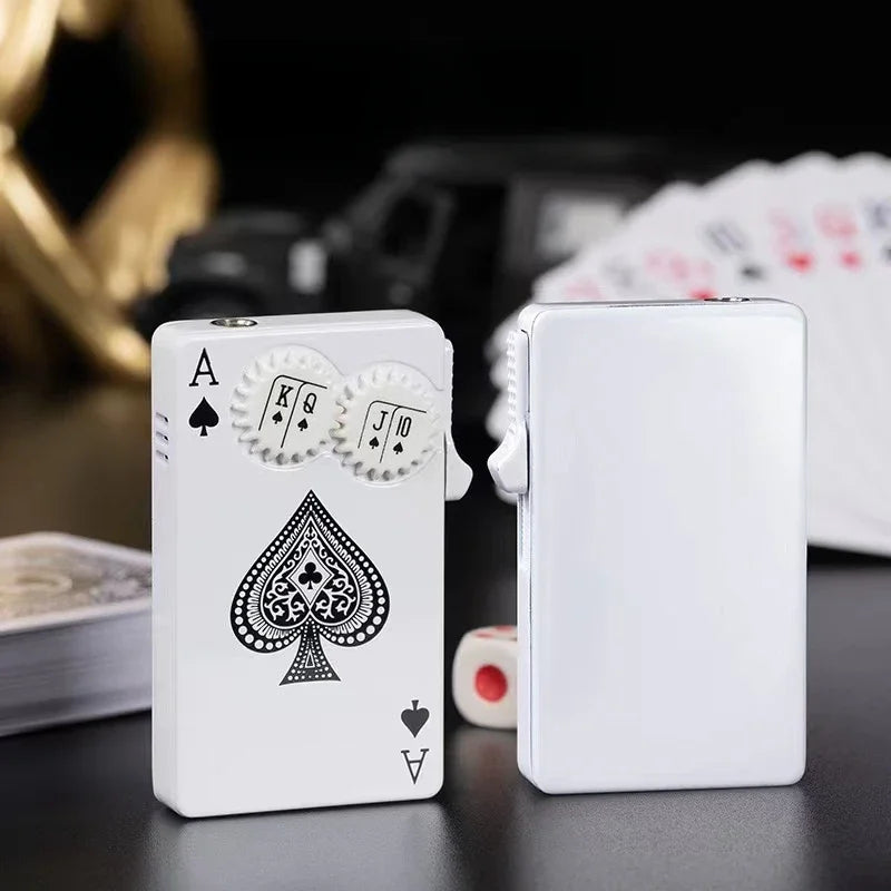 Creative Playing Cards Ace of Spades Butane Windproof Metal Lighter - Elegant Smoking Accessory for Men