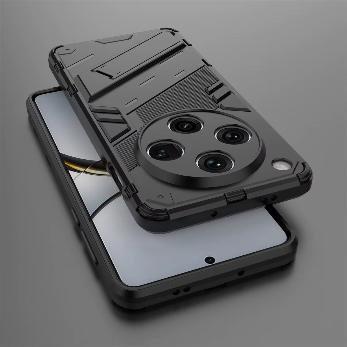 Oppo Find X8 Pro 5G Shockproof Case with Kickstand - Black PC+TPU Cover
