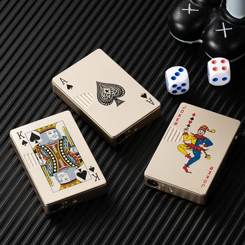 Creative Playing Cards Ace of Spades Butane Windproof Metal Lighter - Elegant Smoking Accessory for Men