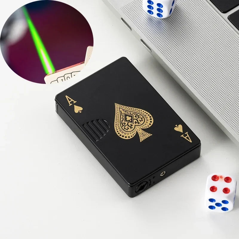 Creative Playing Cards Ace of Spades Butane Windproof Metal Lighter - Elegant Smoking Accessory for Men