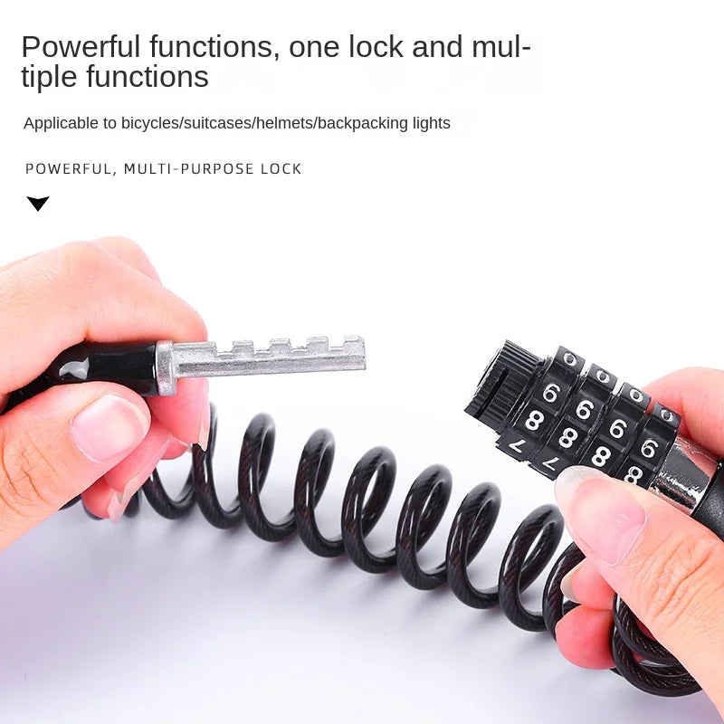 Steel Wire Chain Lock for Bicycles and Motorcycles - Anti-Theft Code Lock for Luggage and Helmets