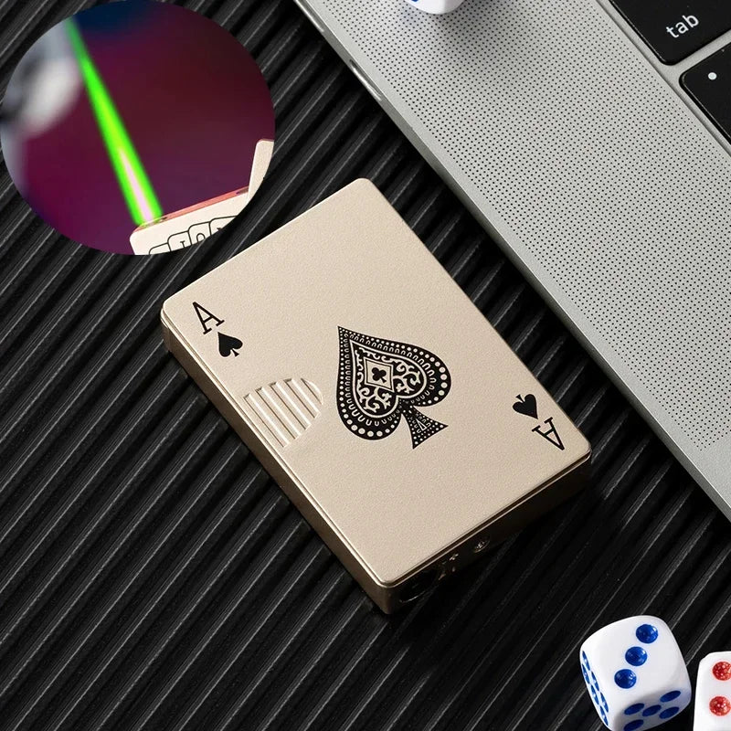 Creative Playing Cards Ace of Spades Butane Windproof Metal Lighter - Elegant Smoking Accessory for Men