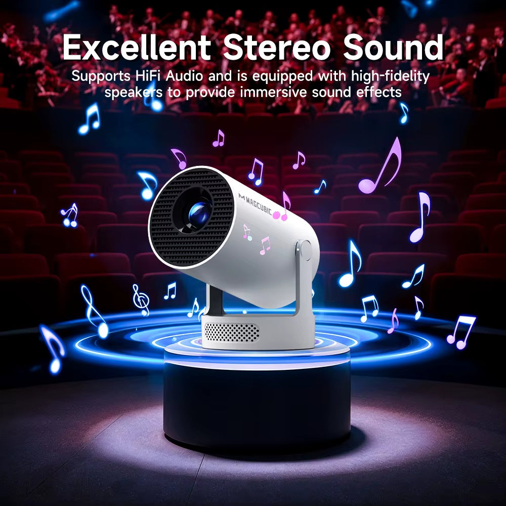 4K WiFi 6 Projector with Android 11, 260 ANSI Lumens, Dual WiFi, Allwinner H713, Bluetooth 5.0, 1280x720P, Portable Home Cinema - HY300 Pro+