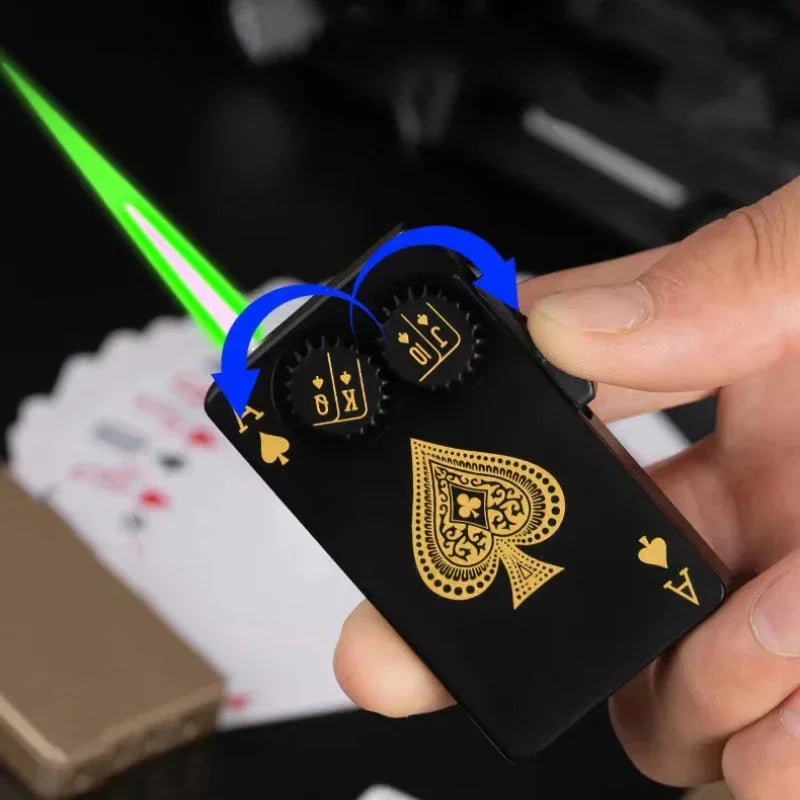 Creative Playing Cards Ace of Spades Butane Windproof Metal Lighter - Elegant Smoking Accessory for Men