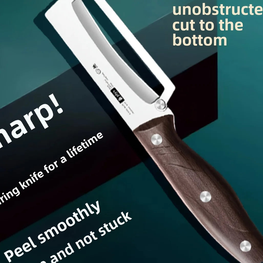 Stainless Steel Peeler with Wooden Handle for Efficient Fruit and Vegetable Preparation | Durable and Smooth Performance
