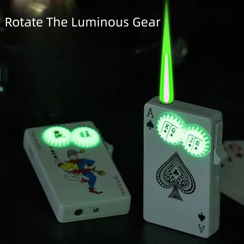 Creative Playing Cards Ace of Spades Butane Windproof Metal Lighter - Elegant Smoking Accessory for Men