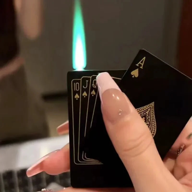 Creative Playing Cards Ace of Spades Butane Windproof Metal Lighter - Elegant Smoking Accessory for Men