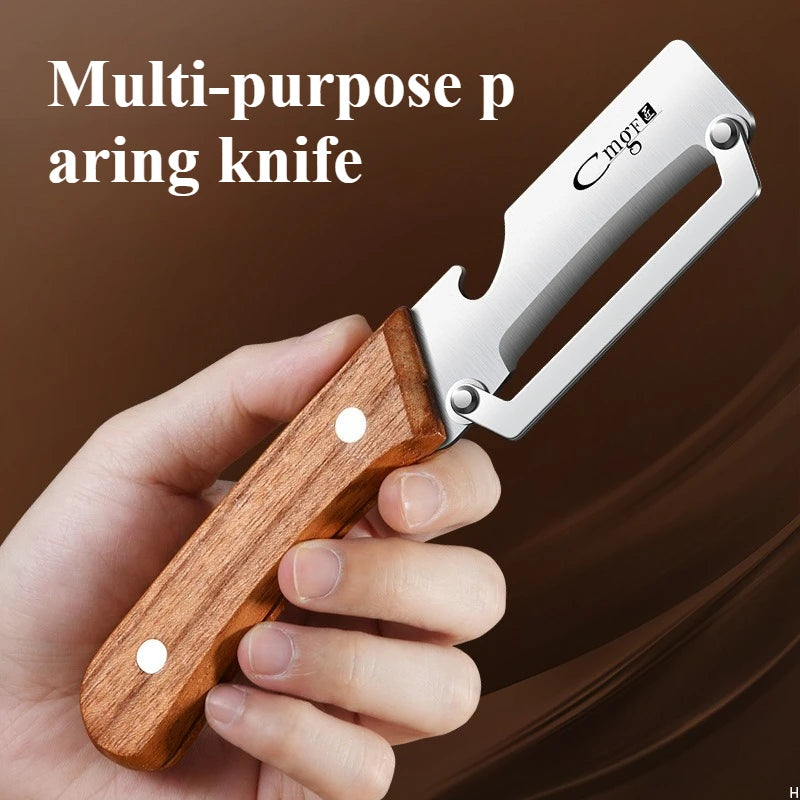 Stainless Steel Peeler with Wooden Handle for Efficient Fruit and Vegetable Preparation | Durable and Smooth Performance