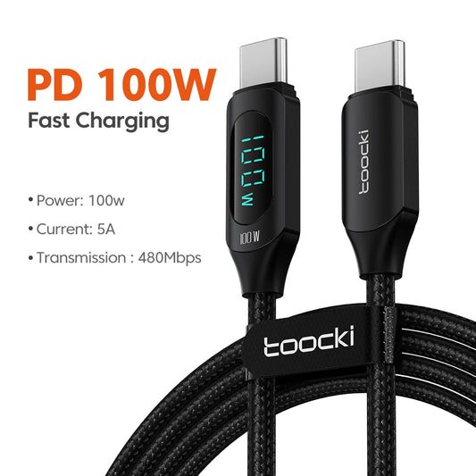100W USB-C to USB-C PD Fast Charging and Data Transfer Cable for MacBook and iPad